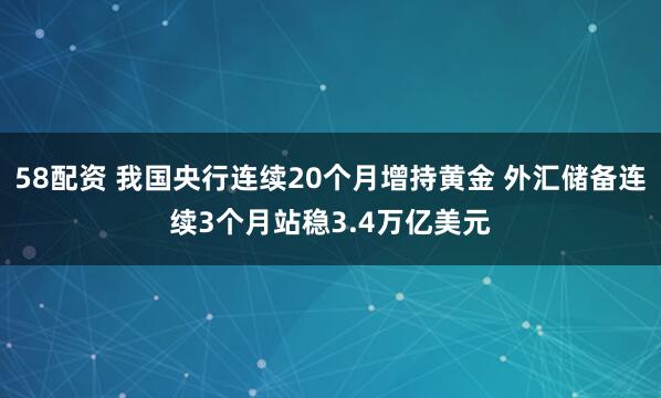 58配资 我国央行连续20个月增持黄金 外汇储备连续3个月站稳3.4万亿美元