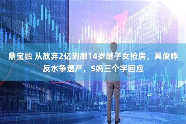 鼎宝融 从放弃2亿到跟14岁继子女抢房，具俊晔反水争遗产，S妈三个字回应